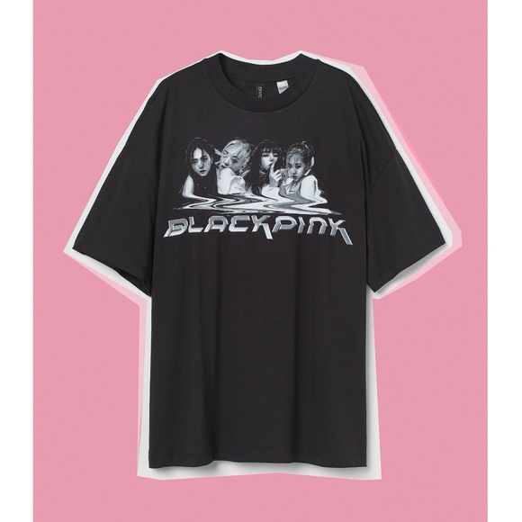 SOLD OUT nwot blackpink oversize cotton t-shirt XS womens kpop merch h&m NEW - Picture 1 of 2
